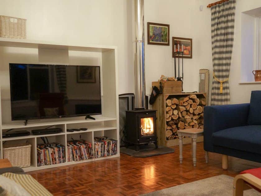 Living room with wood burner | Burrills View, Horderley, near Craven Arms