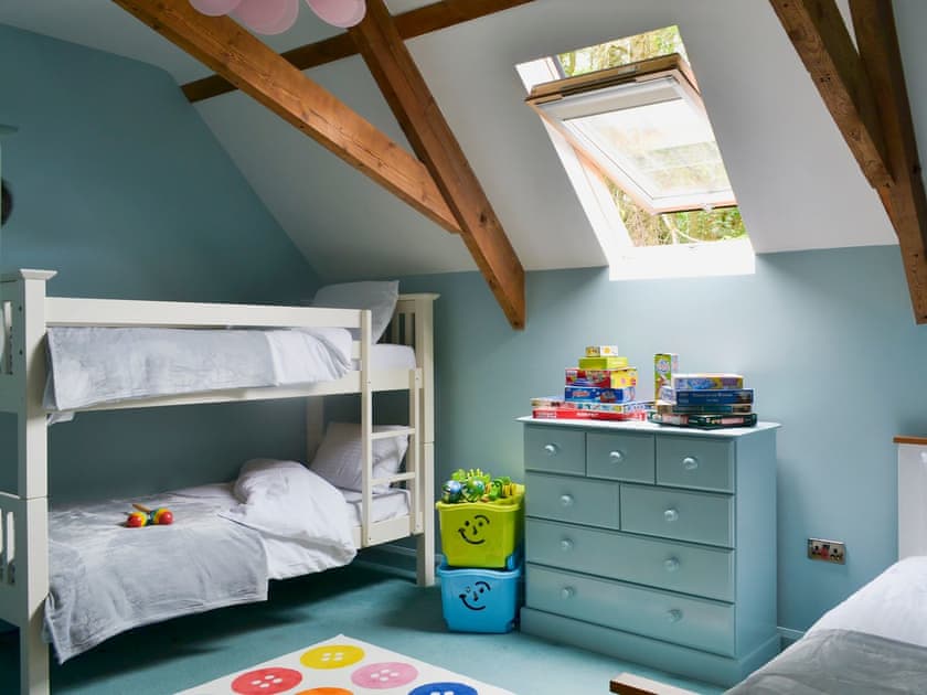 Bedroom with bunk bed and single bed | The Old Classroom, St Neot, near Liskeard