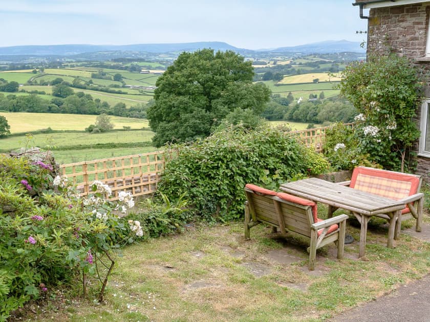 Sitting out area with splendid countryside views | The Haybarn, Devauden, near Chepstow