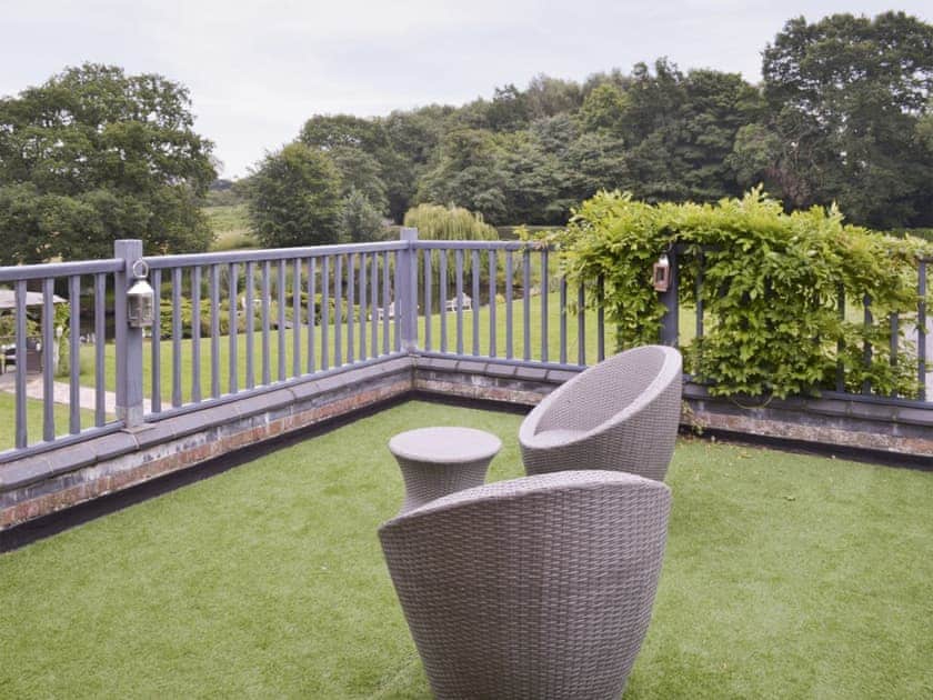 Roof terrace overlooking garden | Buddileigh Farm, Betley, near Nantwich