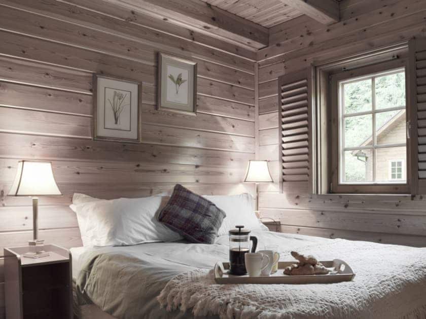 Welcoming bedroom with king-size bed | Alder, Maple - Acharn Lodges, Killin