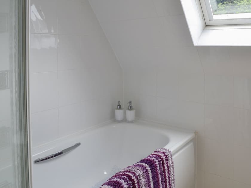 Splendid bathroom with shower over the bath | Glenlivet View, Glenlivet, near Dufftown