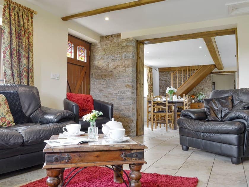 Comfy living room with open-aspect to kitchen/diner | White Hill Farm Cottage, Wonastow, near Monmouth