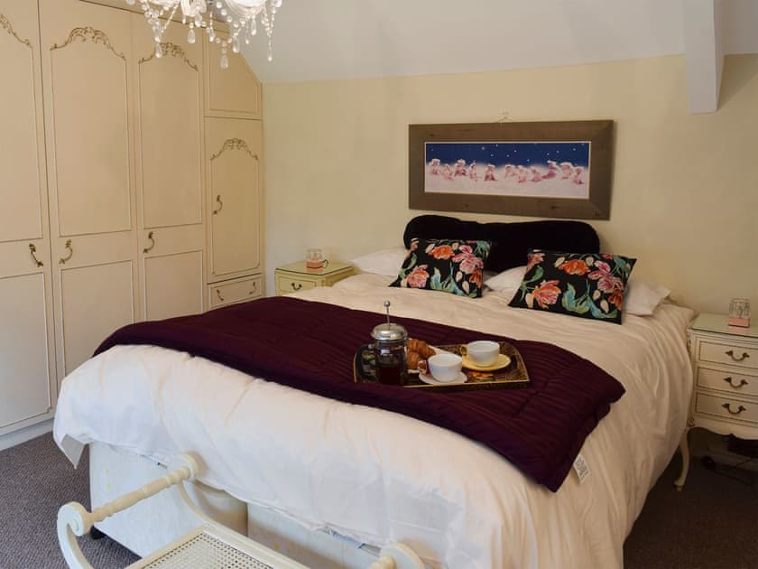 Bedroom with zip and link super kingsize bed  | Glebe Farm Cottage, Hornby