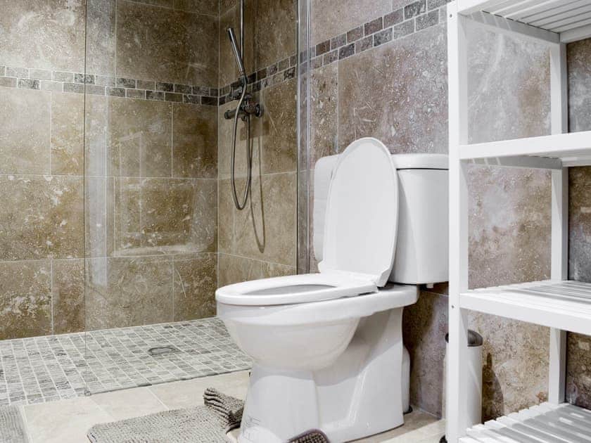 Shower room with shower cubicle and toilet | Bwthyn Y Bugail, Felindre, near Swansea