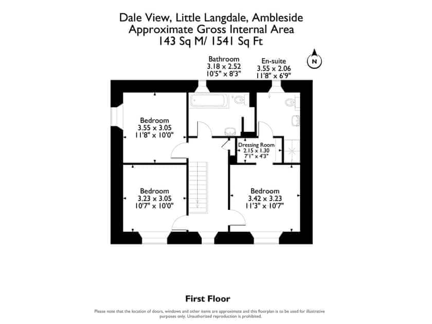 Floor plan of first floor | Dale View, Little Langdale near Ambleside