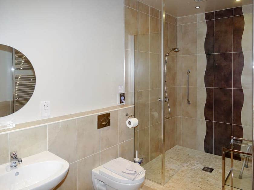 En-suite shower room with shower cubicle and heated towel rail | Bannerdale, Mungrisdale, near Keswick