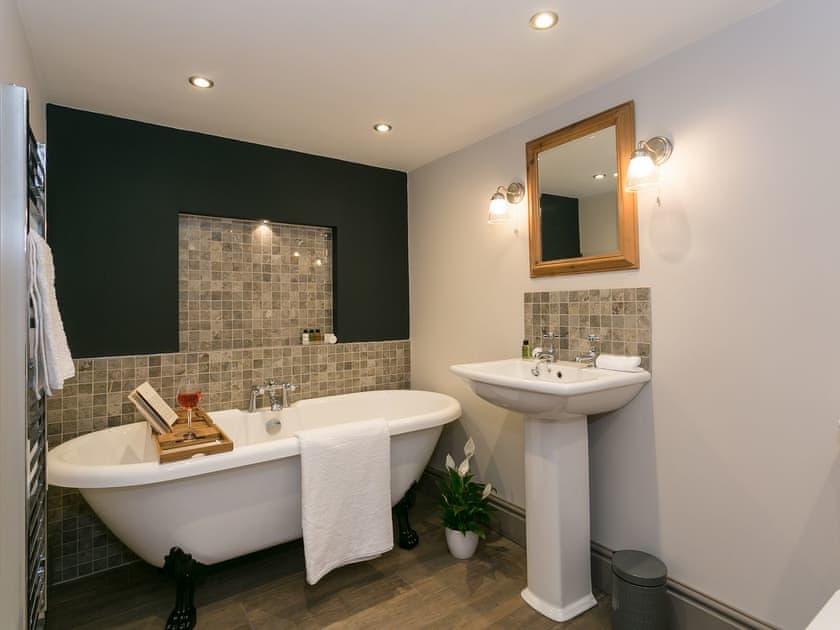 Family bathroom with roll-top bath | The Old Church, Alton, near Chesterfield