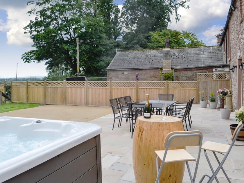 Hot tub and sitting out area | The Wheat Shed - The Wheat Shed and The Bothy, Calthwaite, near Penrith