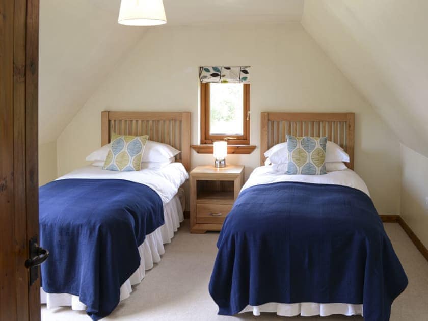 Peaceful bedroom with twin beds | Allt Beag (Little Streams), Achintraid, near Lochcarron