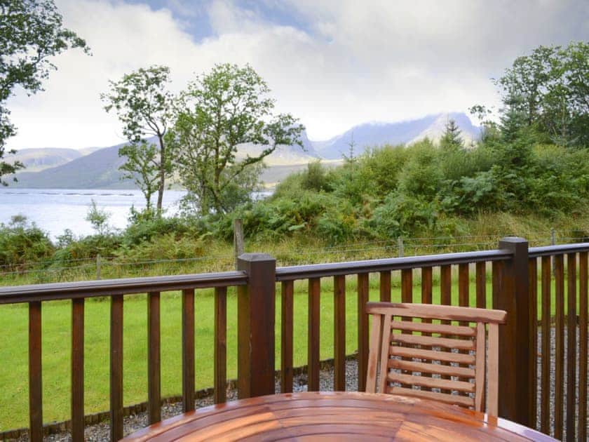 Spacious lawned garden with decked patio area overlooking stunning scenery | Allt Beag (Little Streams), Achintraid, near Lochcarron