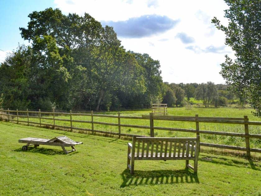 Charming views of the surroundign fields, from the garden | Brookside Cottage, Burley, near Ringwood