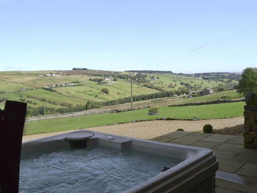 Savour the magnificent scenery from the relaxing luxury hot tub  | Mia Cottage - Buckley Green Bottom Farm, Buckley Green, near Haworth