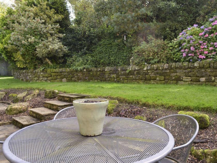 Peaceful patio area and garden | Mia Cottage - Buckley Green Bottom Farm, Buckley Green, near Haworth