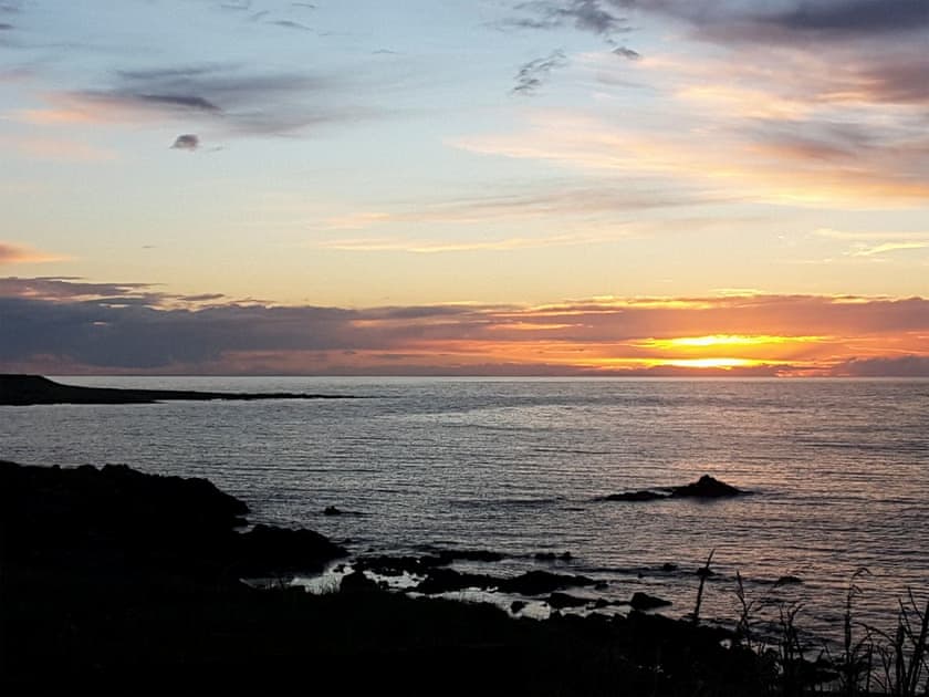Tranquil sunset view from rear garden | Westcliff, Whitehills, near Banff