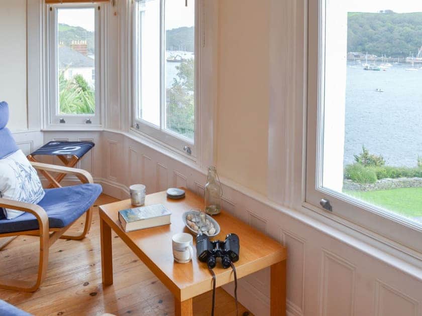 The living area offers a splendid viewpoint across the river | Tides Reach, Fowey