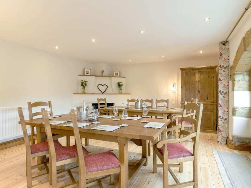 Ideal dining room with an open fire, for 18 guests | The Old Mill - The Old Mill Cottages, Little Mill, near Craster