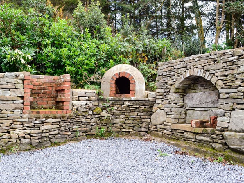 Patio with BBQ area | Ty Gambo, Plas Cilybebyll, near Pontardawe