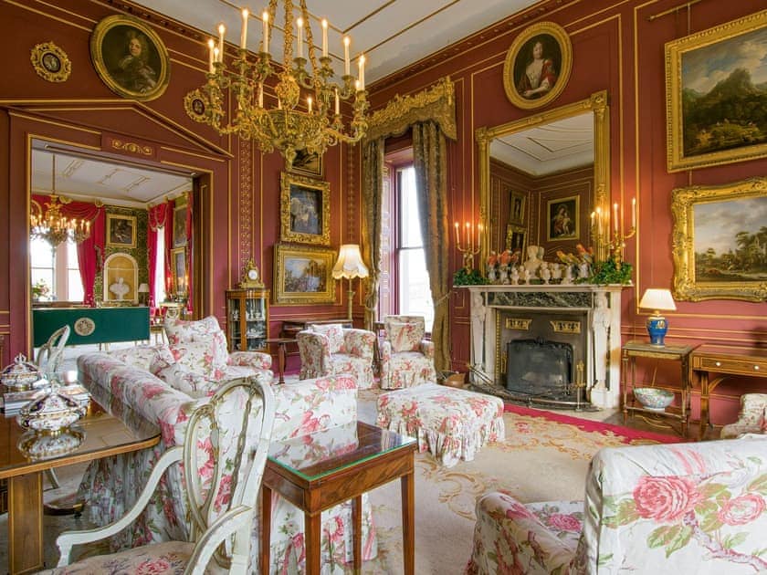 The red drawing room adjoins the green drawing room | Broughton Hall - Broughton Hall Estate, Broughton, near Skipton