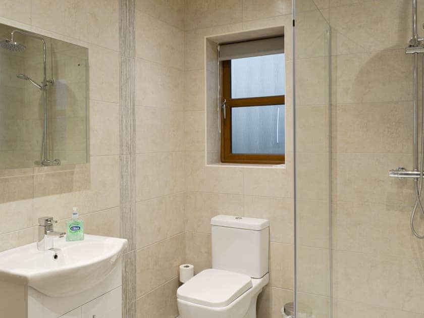 Modern shower room with a walk-in shower cubicle | The Corn Store - Millmoor Farm, Bickley, near Malpas