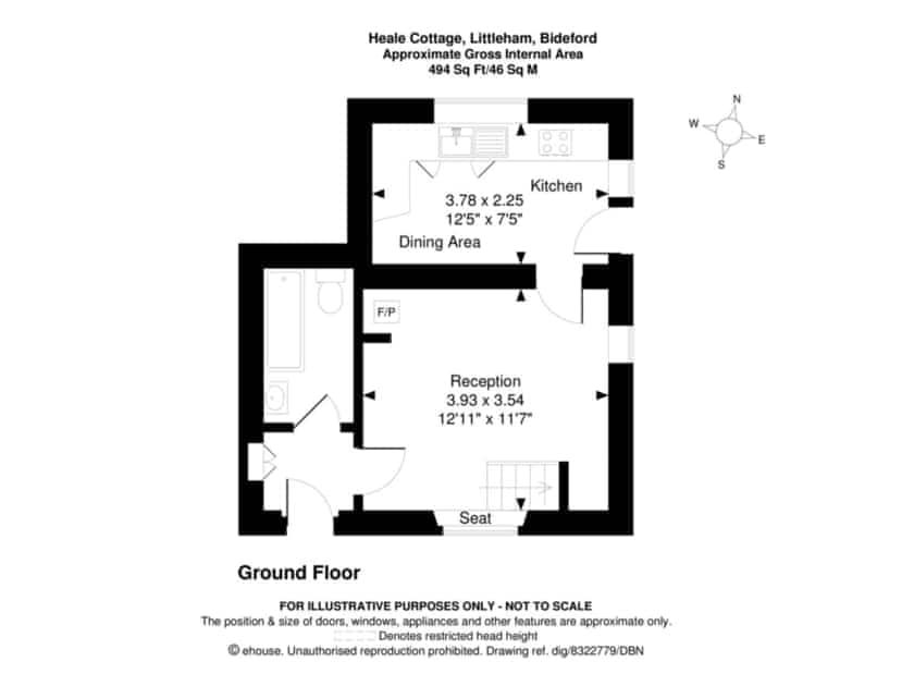 Floor plan of ground floor | Heale Cottage, Littleham, near Bideford