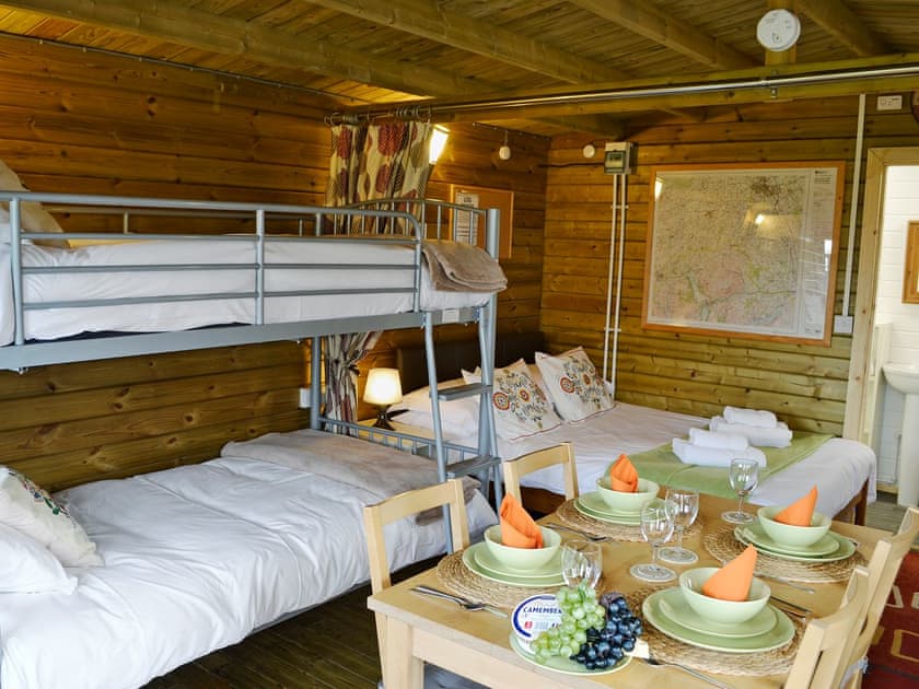 Well furnished open plan living and sleeping space | Kestrel Cabin - Wallace Lane Farm Cottages, Brocklebank, near Caldbeck and Uldale
