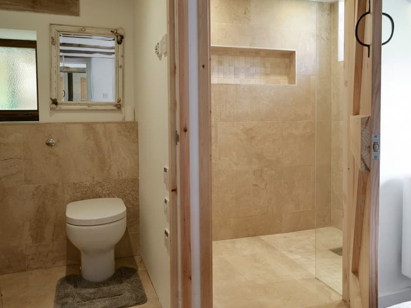 En-suite shower room and toilet | Mad Nelly Cottage - Wheeldon Farm Cottages, Halwell, near Totnes