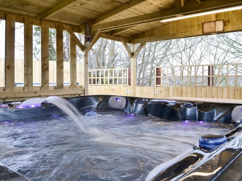 Relax in the private hot tub | Key to the Esk, Longtown, near Carlisle