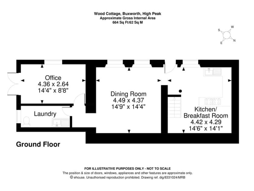 Floor plan of ground floor | Wood Cottage, Buxworth, High Peak