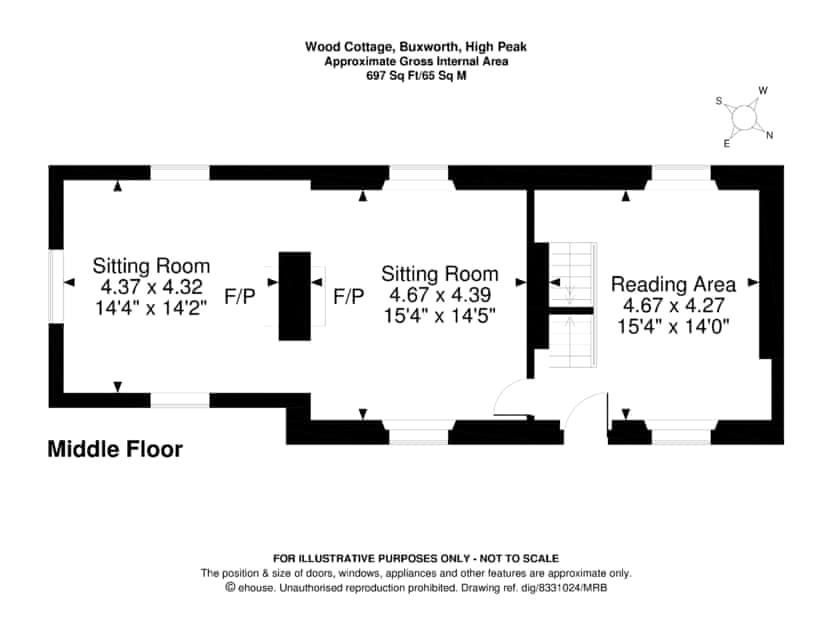 Floor plan of middle floor | Wood Cottage, Buxworth, High Peak
