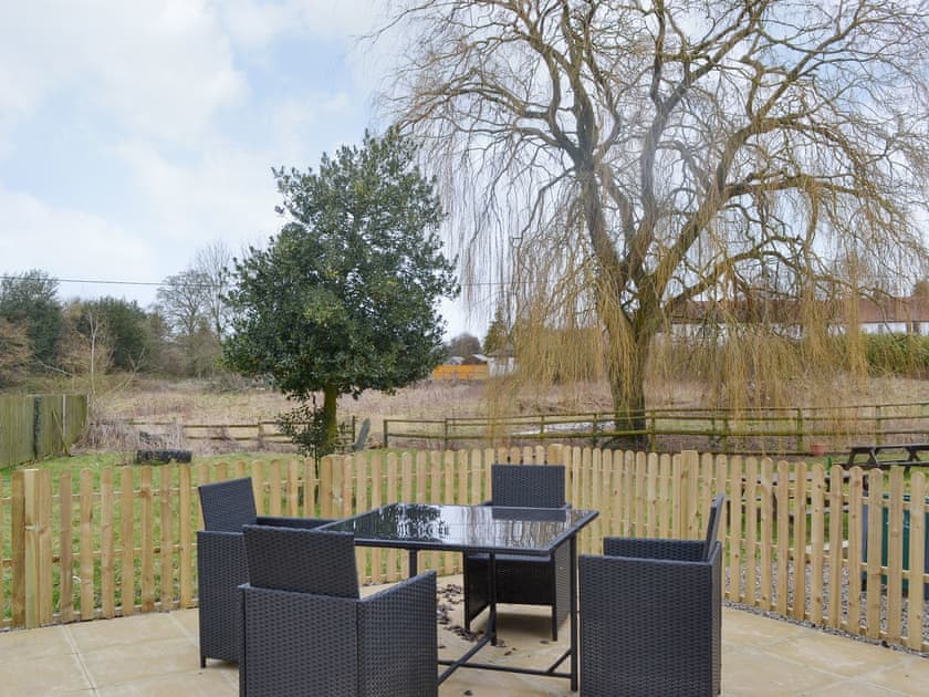 Enclosed patio area with outdoor furniture | No. 1 Ash Cottage - Six Ash Cottages, Six Ashes, near Bridgnorth