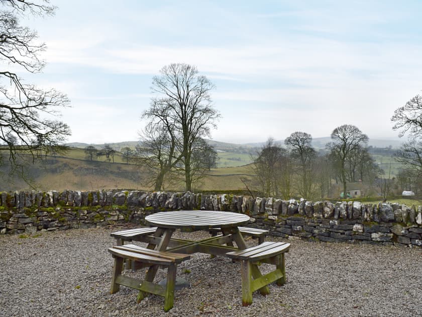 Relaxing sitting-out-area with views | Tom Boys Cottage - Wolfscote Grange, Hartington near Bakewell