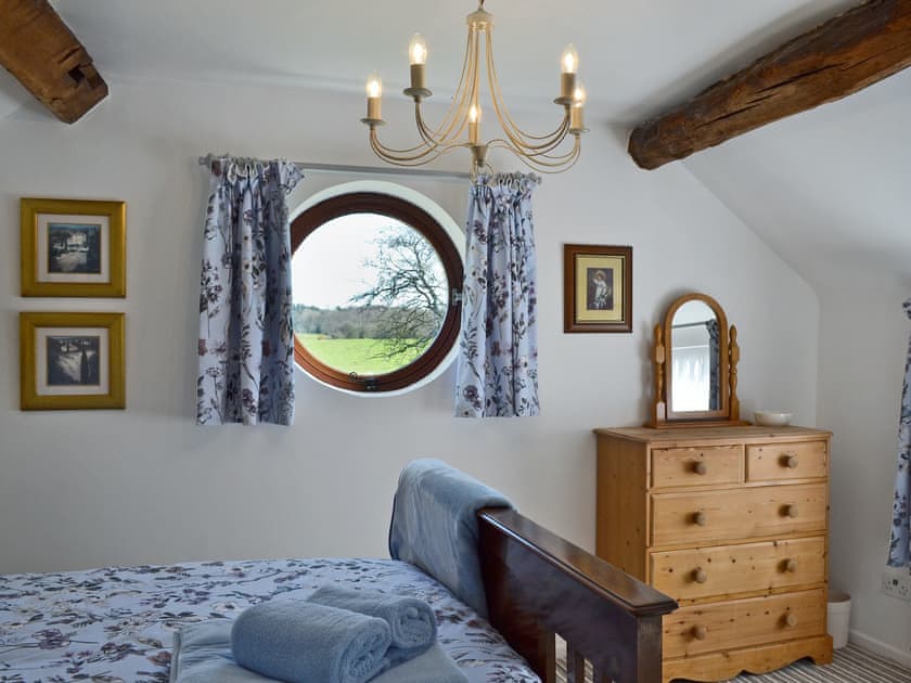 Elegantly decorated double bedroom with view | The Beehive, Betley, near Nantwich