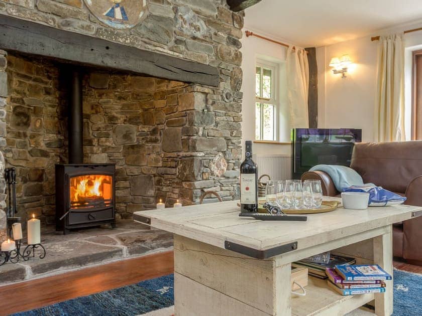 Warm and cosy living room with wood burner | Barnacle, Bucks Mills, near Bideford