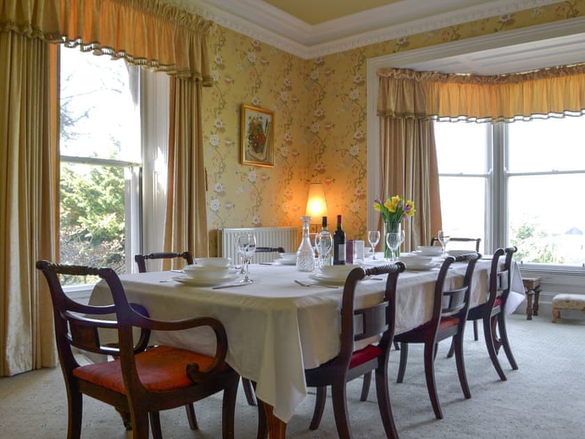 Large dining room with open fire | Tirril Lodge, Tirril, Ullswater