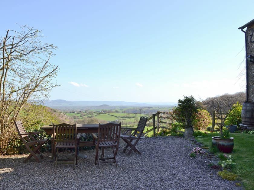 Sitting out area overlooking the beautiful Tanat Valley | Oak Cottage, Trefonen, near Oswestry