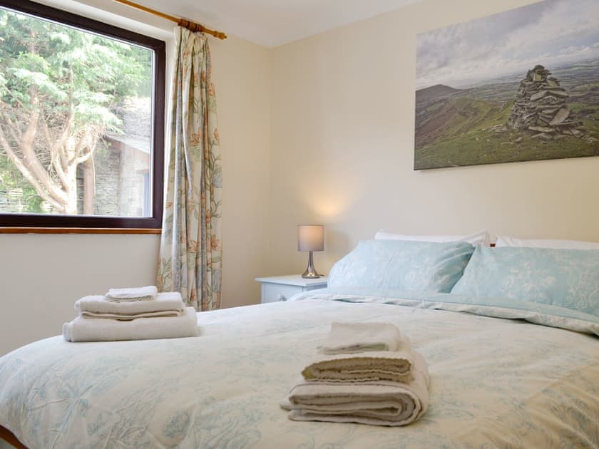 Comfortable double bedroom | Three Views Bungalow, Talgarth, near Hay-on-Wye