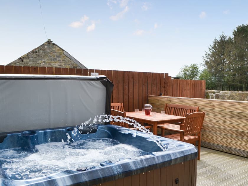 Relax in the private hot tub | The Arches, Longdyke, near Morpeth