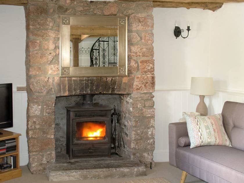 Comfy living room with cosy wood burner | Hollies Cottage, Draycott, near Cheddar