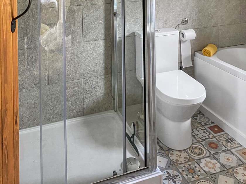 Family bathroom with bath and separate shower cubicle | Brookside, Langthwaite, near Reeth