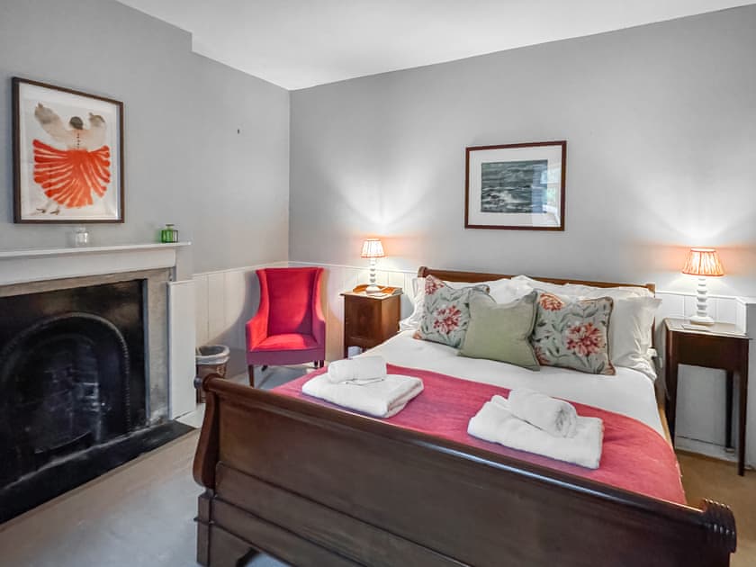 Spacious, comfortable master bedroom with kingsize sleigh bed | Fallodon Burnhouses, near Beadnell