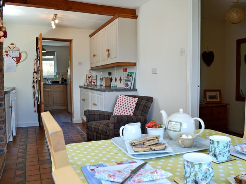 Immaculately presented kitchen with breakfast area | Didfa, Llangoed, near Beaumaris