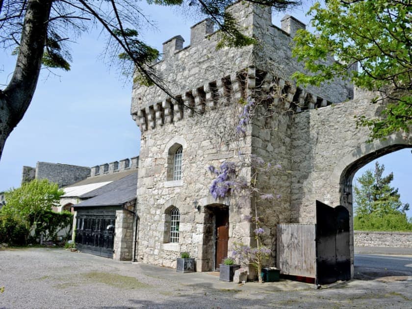 Historical Grade II listed castellated gate tower | Hen Wrych Hall Tower, Abergele, Conwy