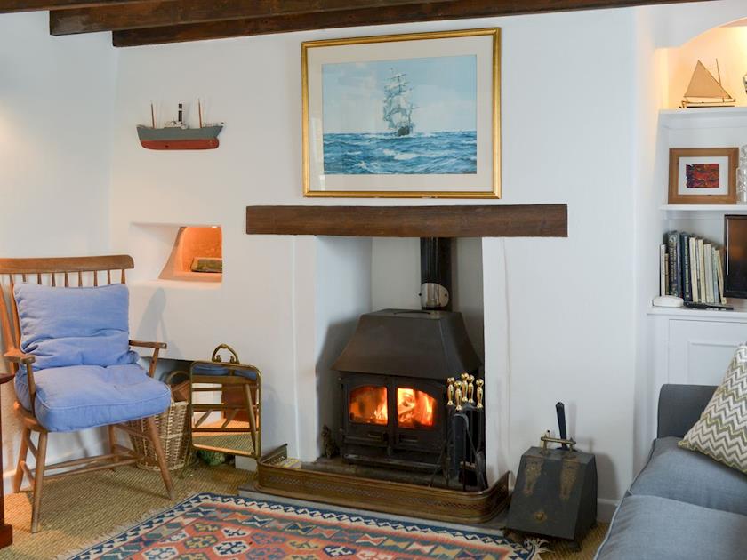 Living room with wood burning stove | Trecarian, Pendogget, near Port Isaac
