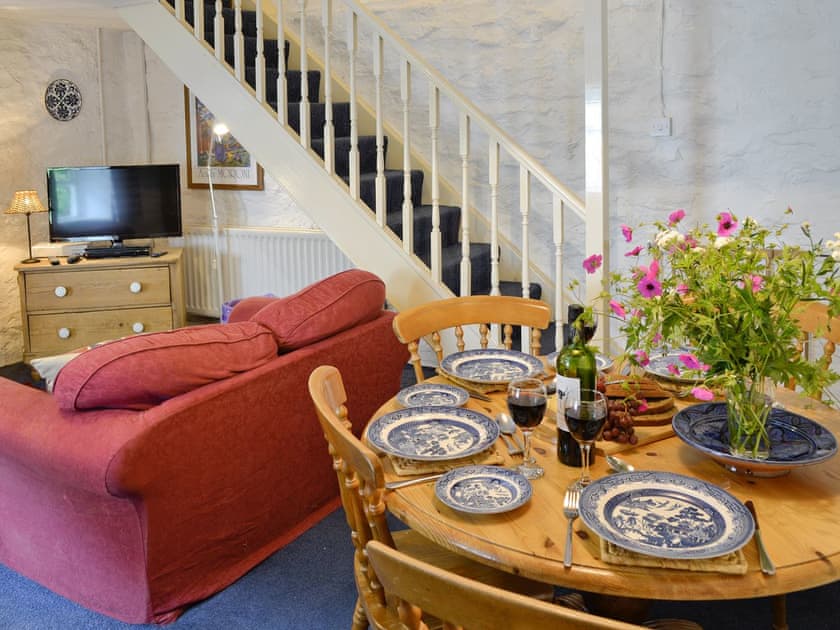 Stairs to upper level in living/dining room | Riverside Cottage, Betws-y-Coed