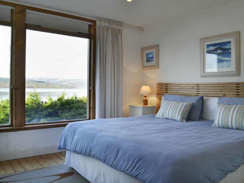 Elegantly decorated double bedroom with views | Tigh an Uillt, Strachur, near Inveraray