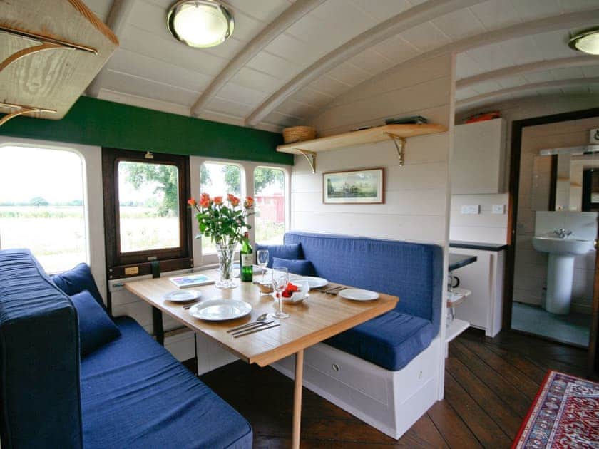 Open plan living/dining room/kitchen | Brockford Railway Sidings - Railway Carriage One, Brockford, nr. Stowmarket
