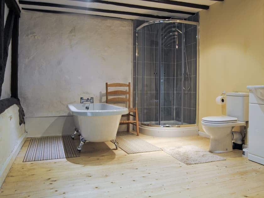 Bathroom | Hirros Hall Longhouse, Llanerfyl, nr. Welshpool