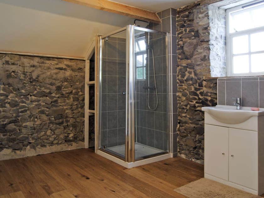 Shower room | Hirros Hall Longhouse, Llanerfyl, nr. Welshpool