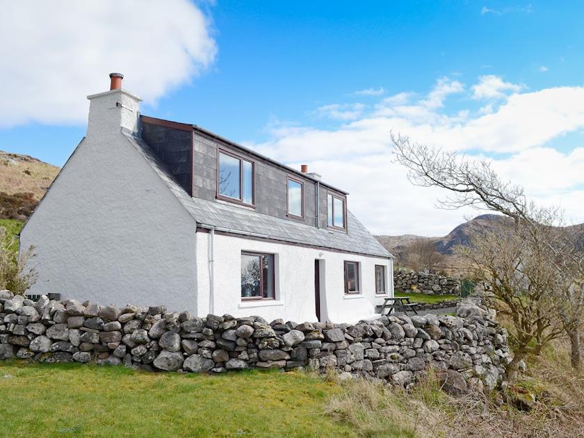 Pretty whitewashed traditional stone, holiday property | Croft Cottage, Gairloch, Wester Ross